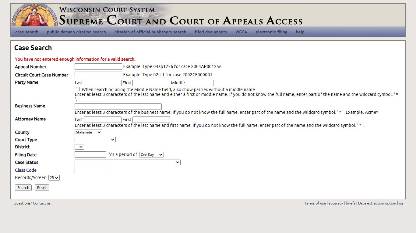 Case Search - Wisconsin Supreme Court and Court of Appeals Case Access