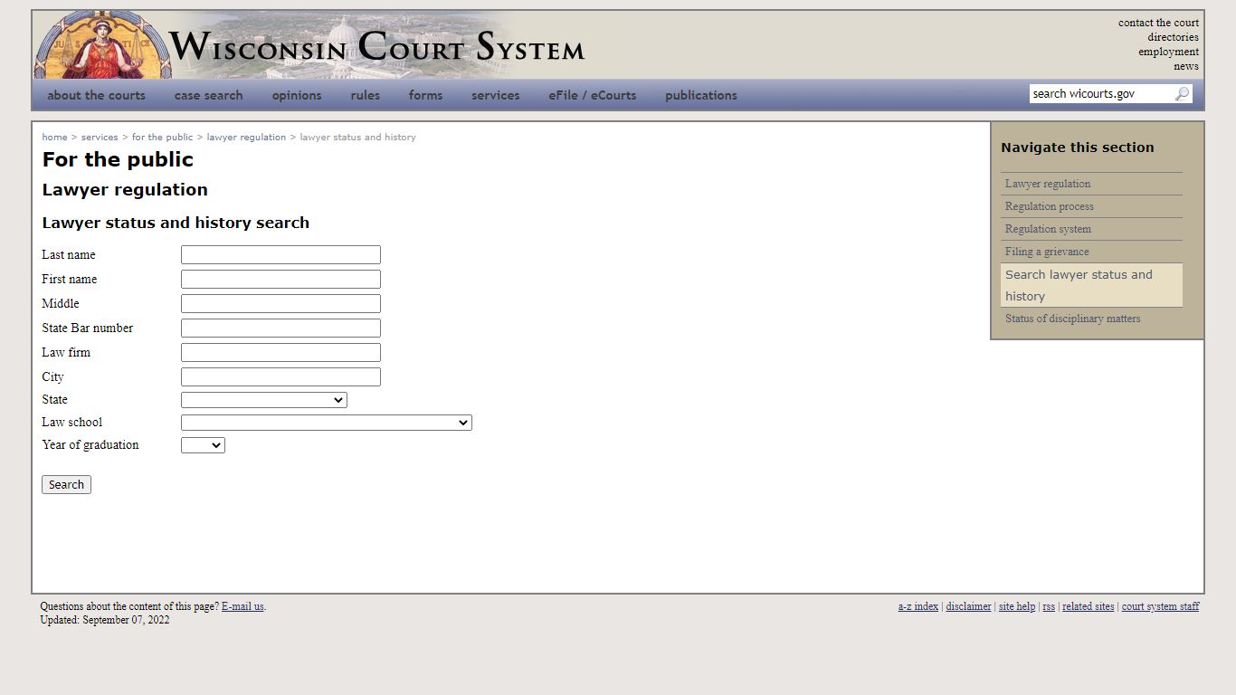 Wisconsin Court System - Lawyer Status and History